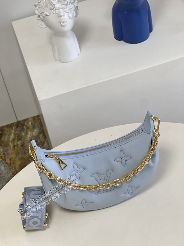 LV專櫃2023新款Over The Moon月亮手袋 M59825藍 路易威登Monogram刺繡腋下肩背斜挎女包 dn1197